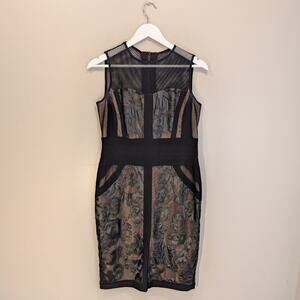 Frank Lyman Design Dress Black Bodycon Edgy Mob Wife LBD Sleek Luxe - Size 10